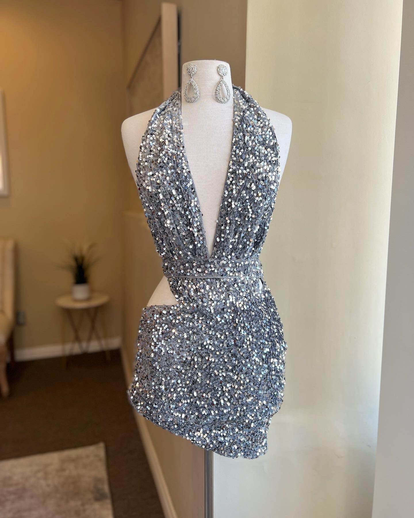 Halter Cutout Sparkle Mini
