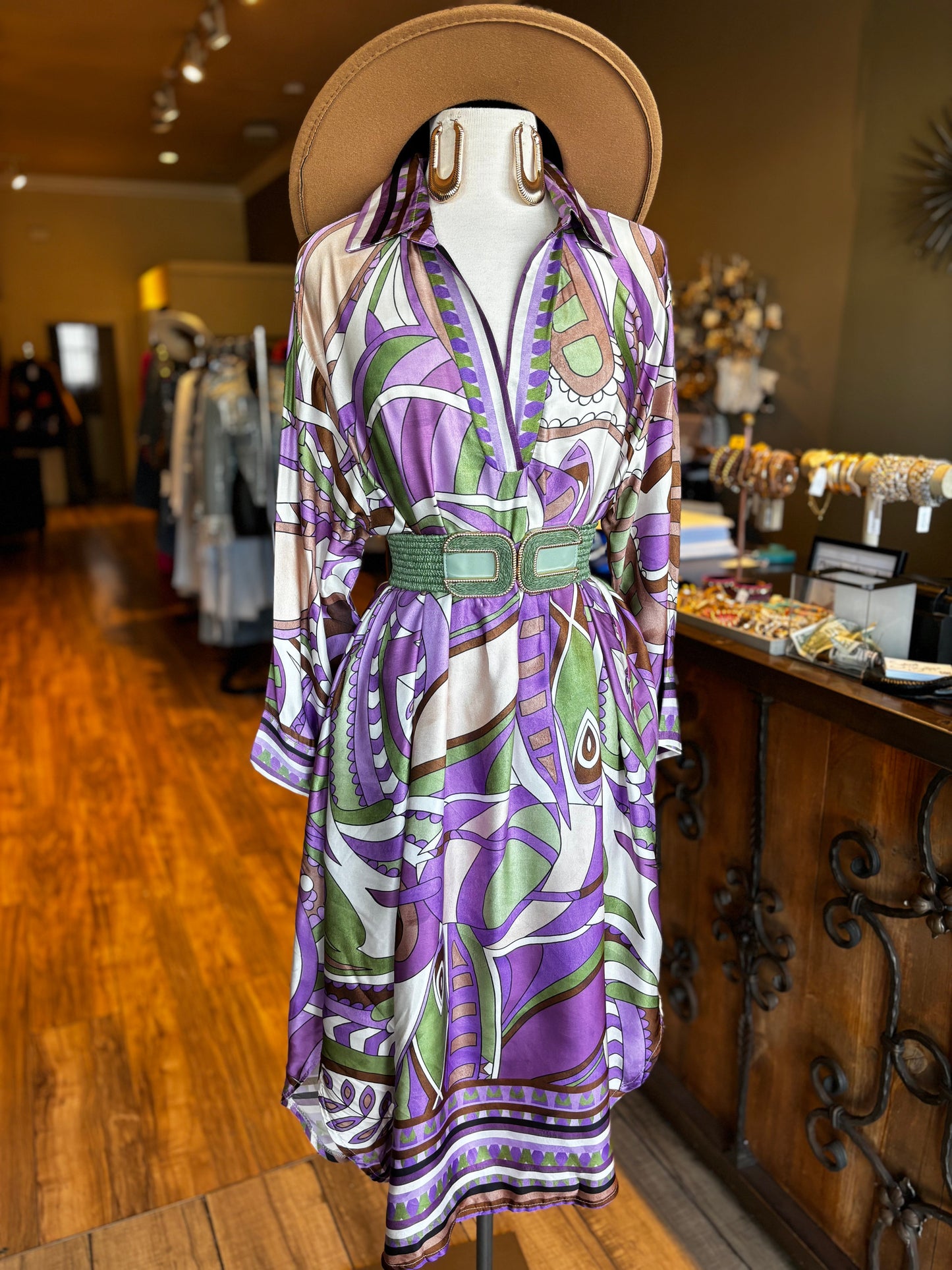 Satin V Neck Long Dress