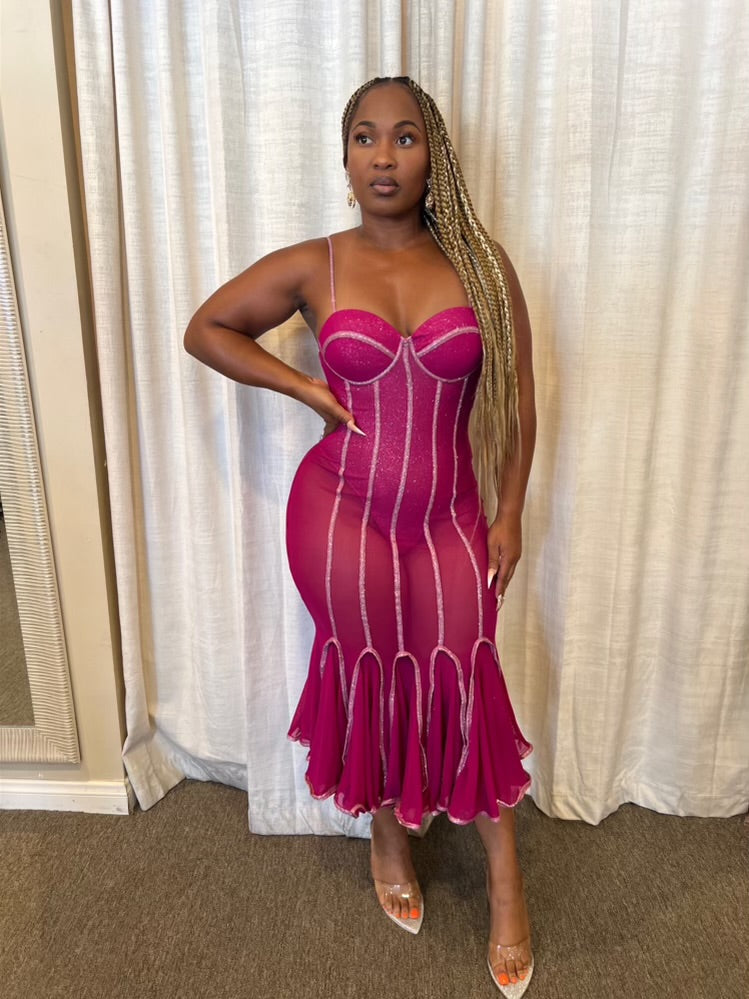 Mesh Ruffle Dress