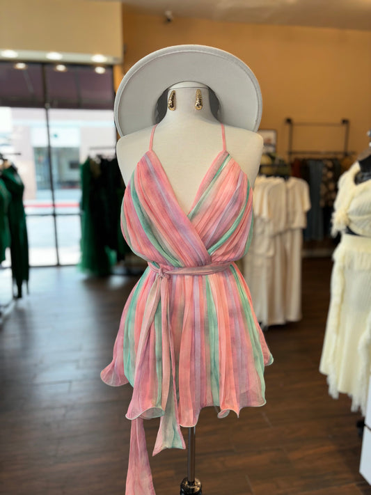 Thin Strap Ruffle Romper
