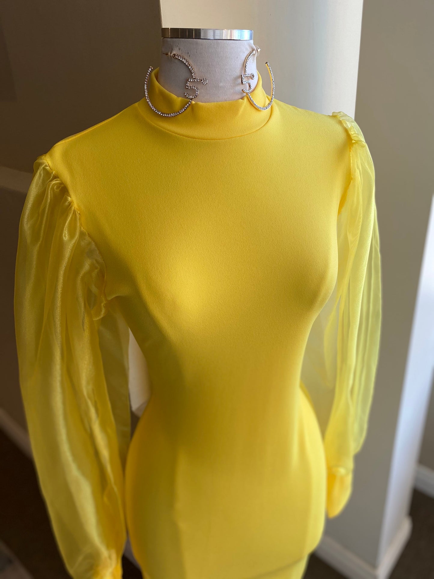 Mesh Mock Neck Zipper Dress FINAL SALE