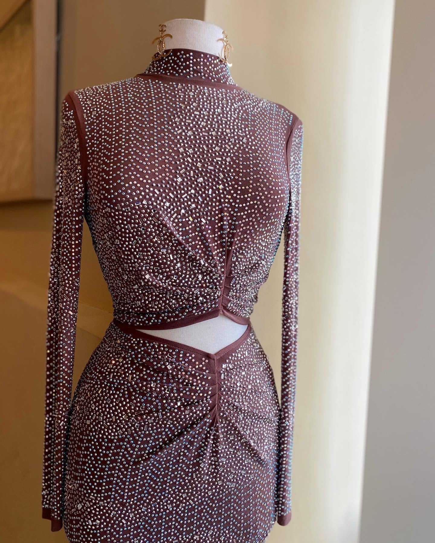 Studded Cutout Rouge Dress