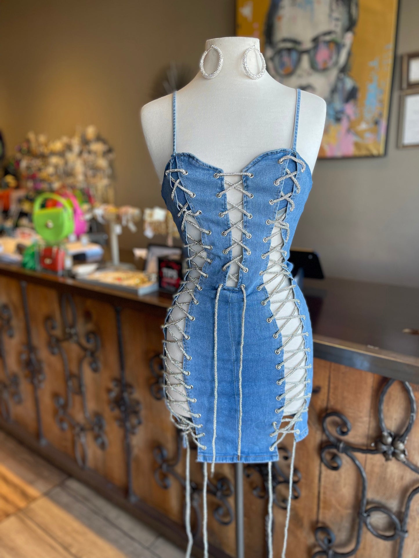 Rhinestone Denim Dress