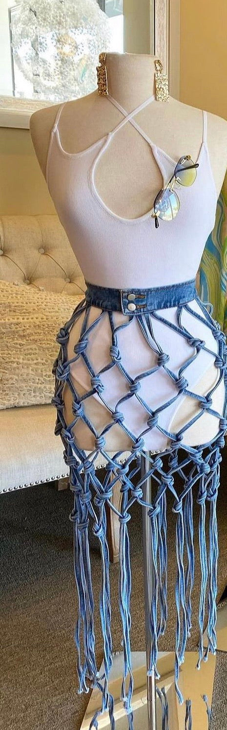 Cage Denim Skirt