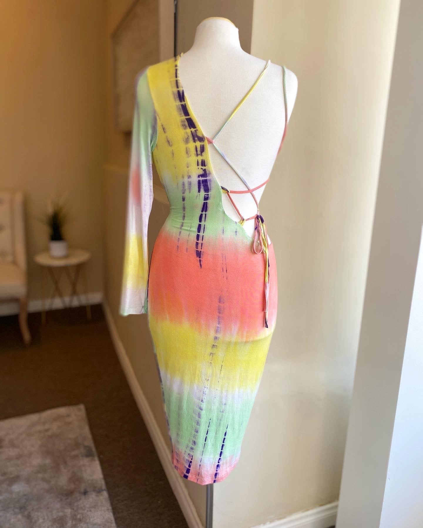 One Sleeve Tie Dye Dress