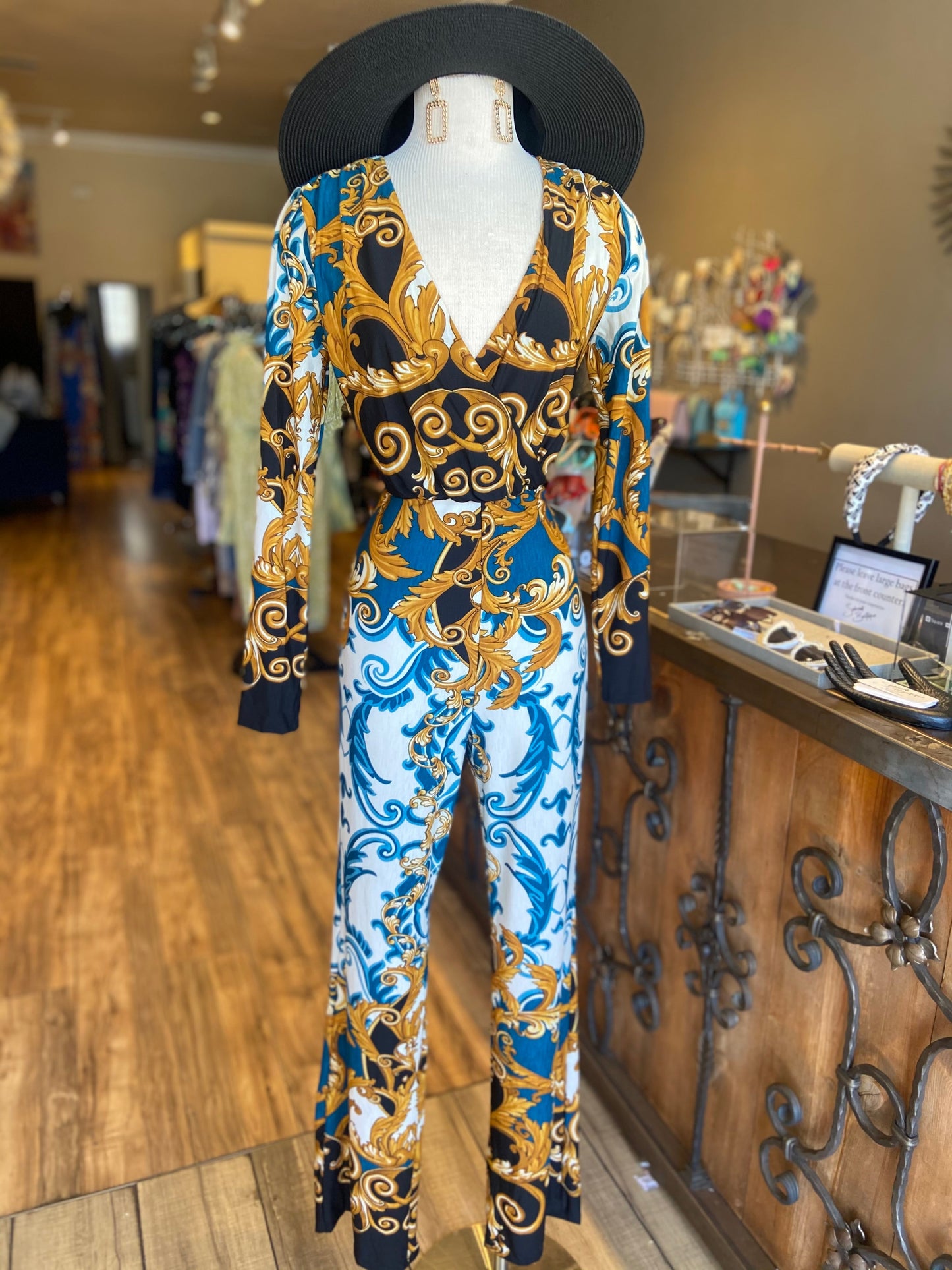 Teal Paisley Jumpsuit FINAL SALE