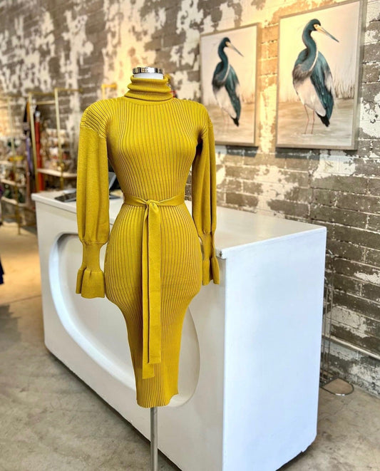 Balloon Sleeve Sweater Dress