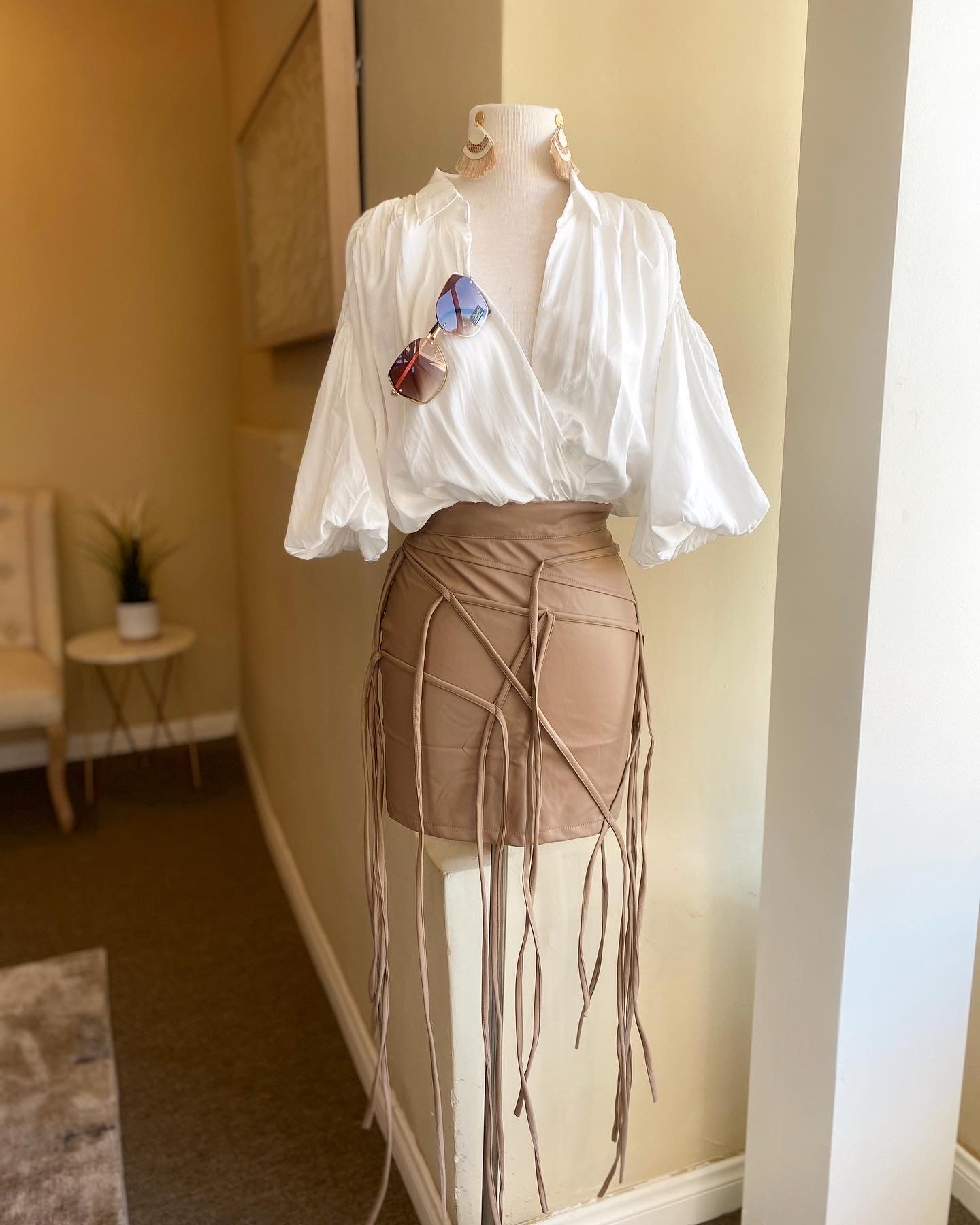 Stringy Mini Leather Skirt FINAL SALE