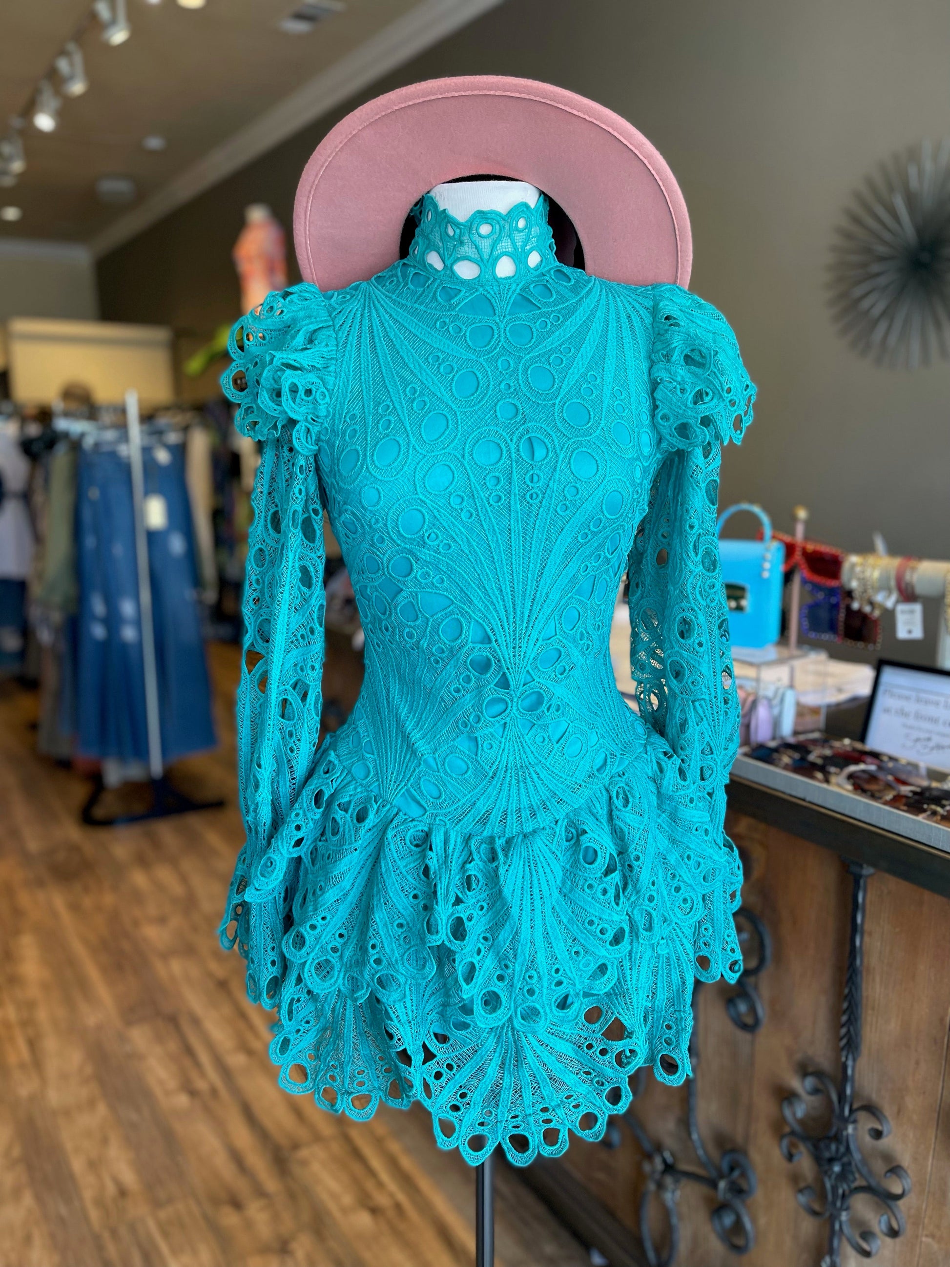 knee length dresses for ladies Plus-Size Turquoise Lace Bell Sleeve Formal Dress| Italian Dresses — Shops  From Italy