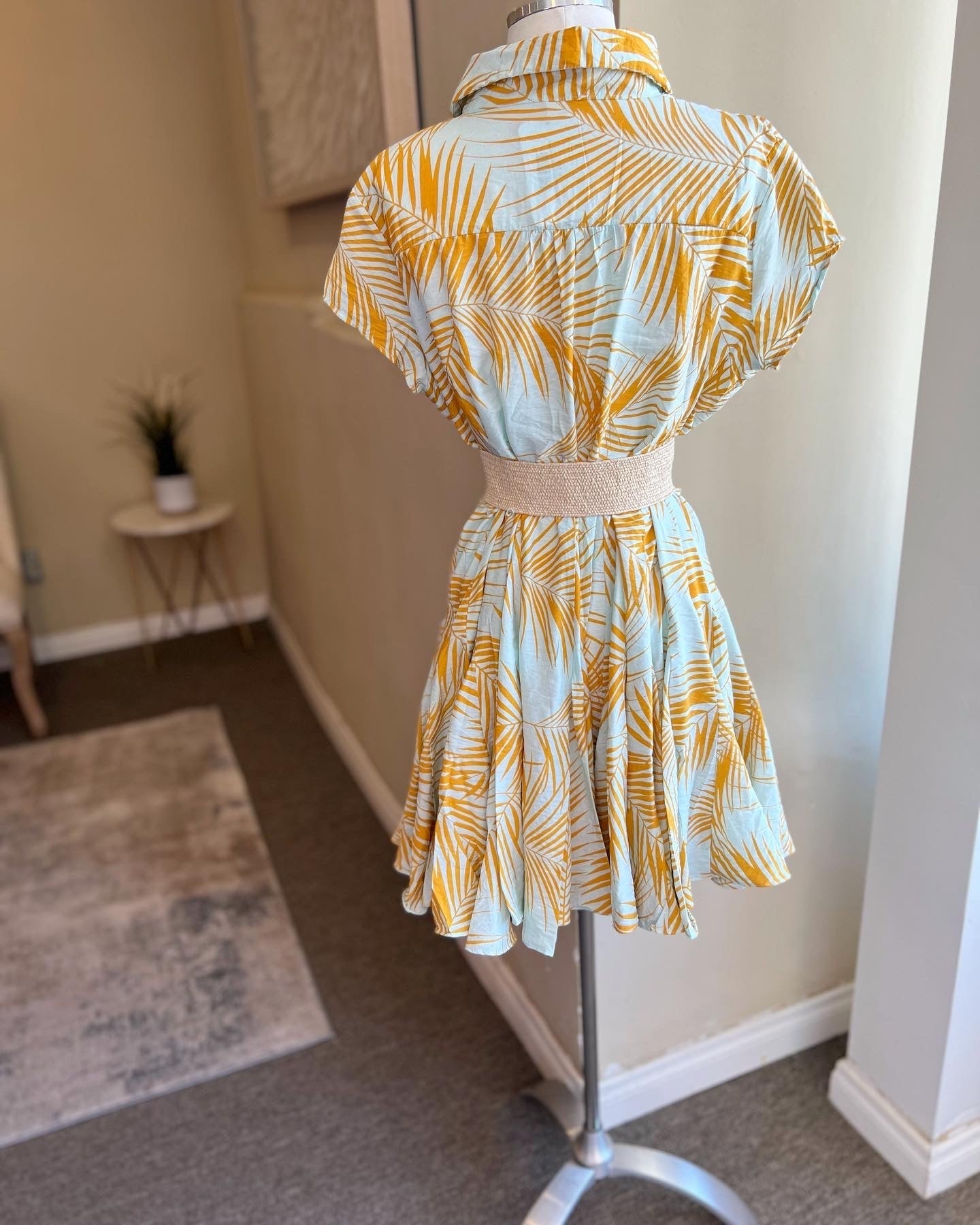 Short Sleeve Belted Dress