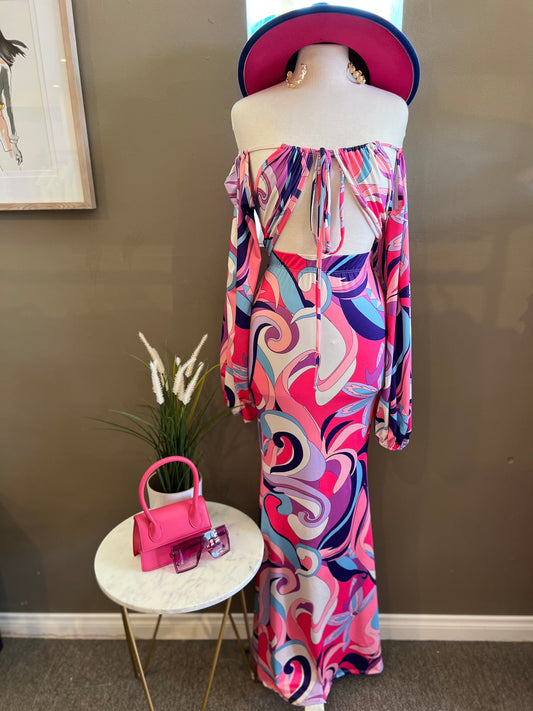 Bra Top Puff Sleeve Skirt Set