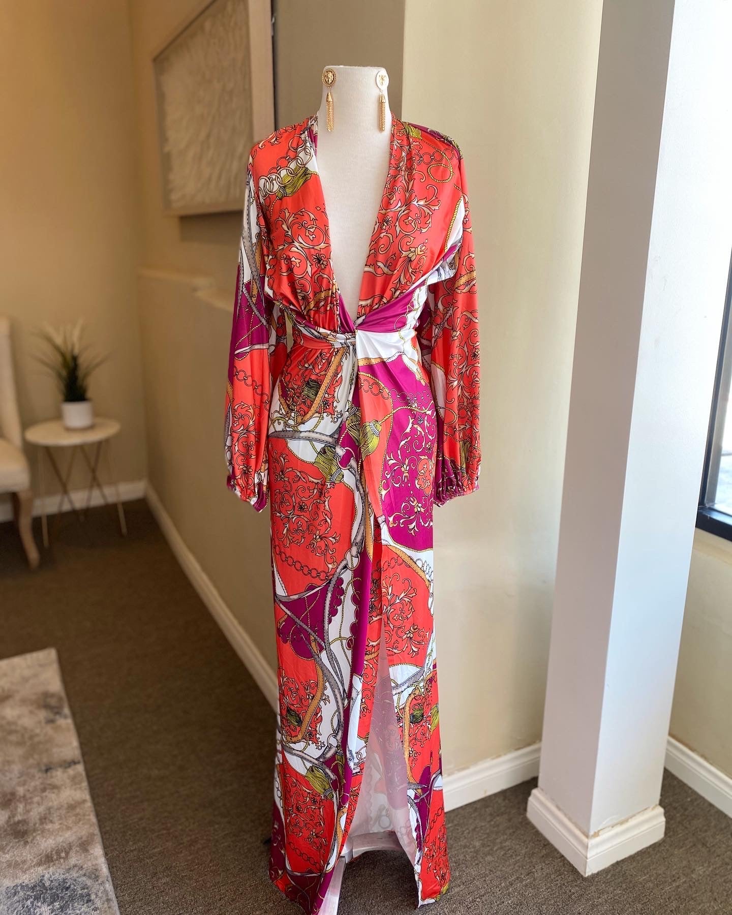 Deep V Long Sleeve Slit Dress FINAL SALE Sabrak Boutique Deep V Long Sleeve Slit Dress FINAL SALE Sabrak Boutique