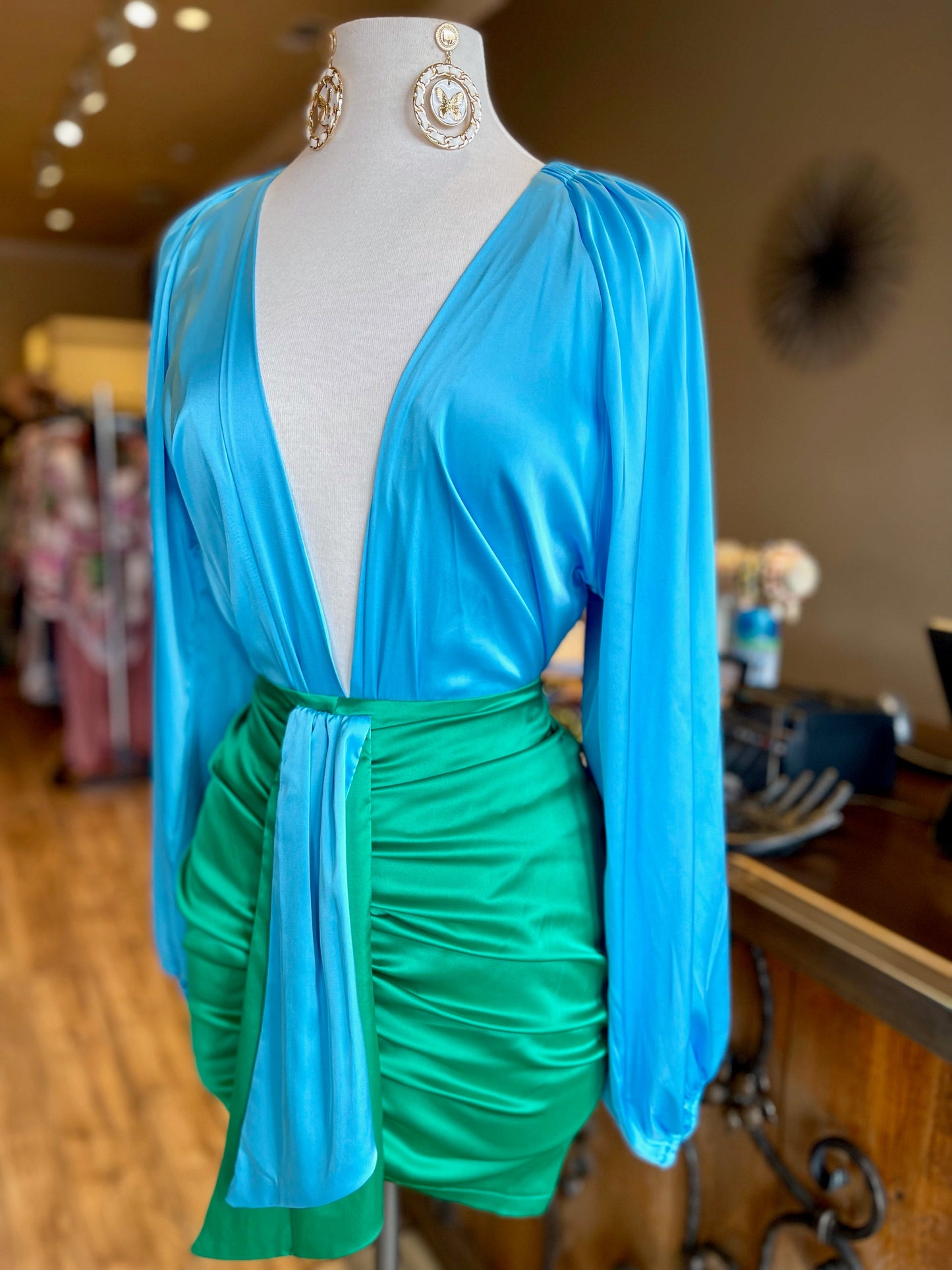 Long Sleeve Bodysuit Skirt Set