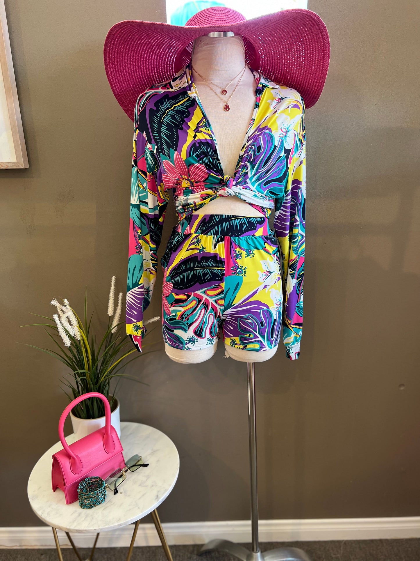 Front Tie Blouse and Shorts