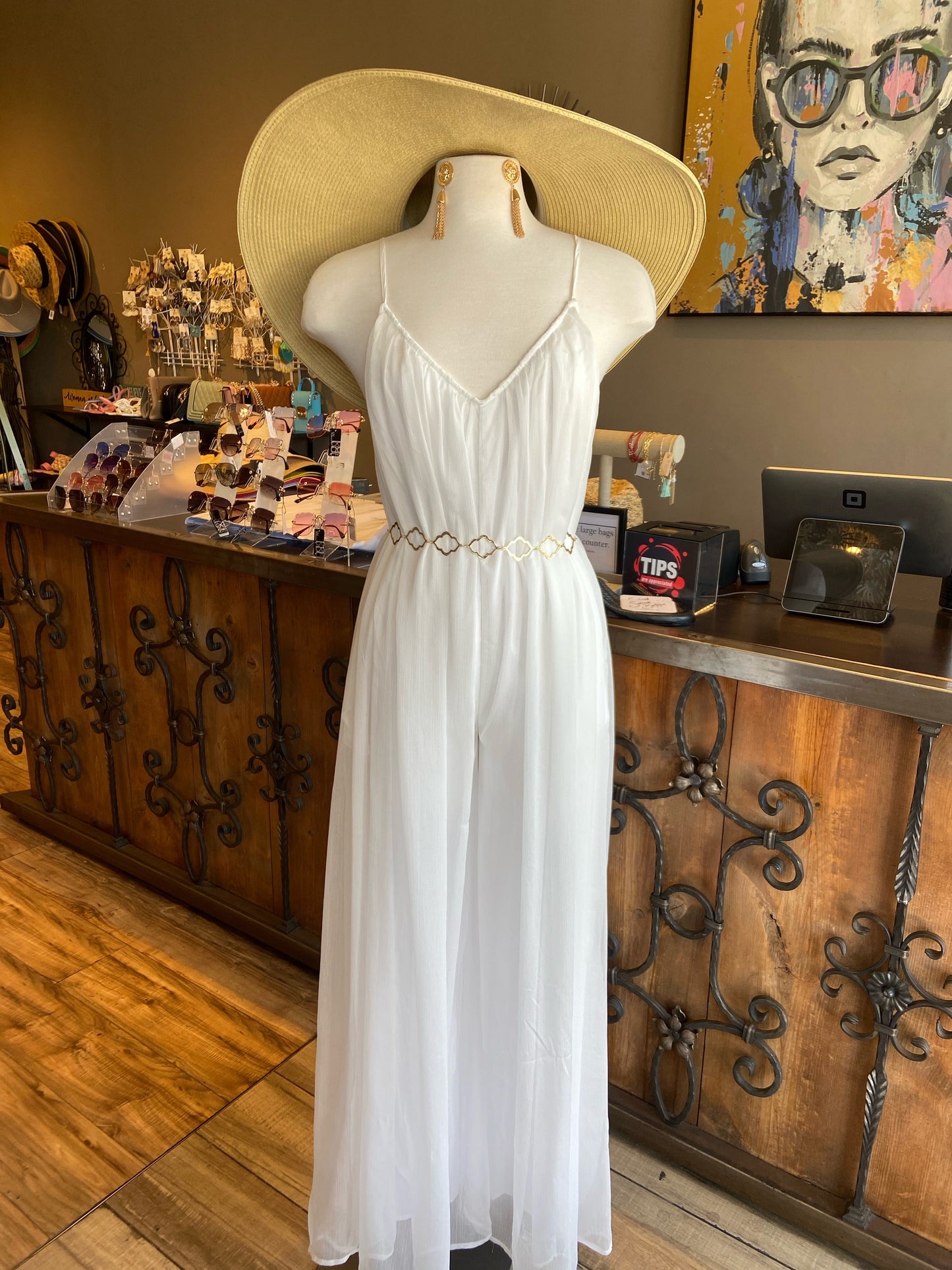 Flowy Chiffon Adjustable Strap Jumpsuit