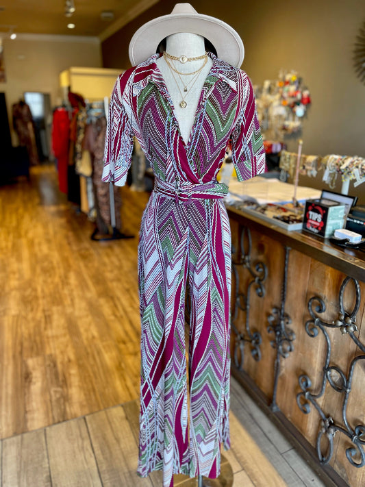 Cross V Neck Half Sleeve Jumpsuit FINAL SALE
