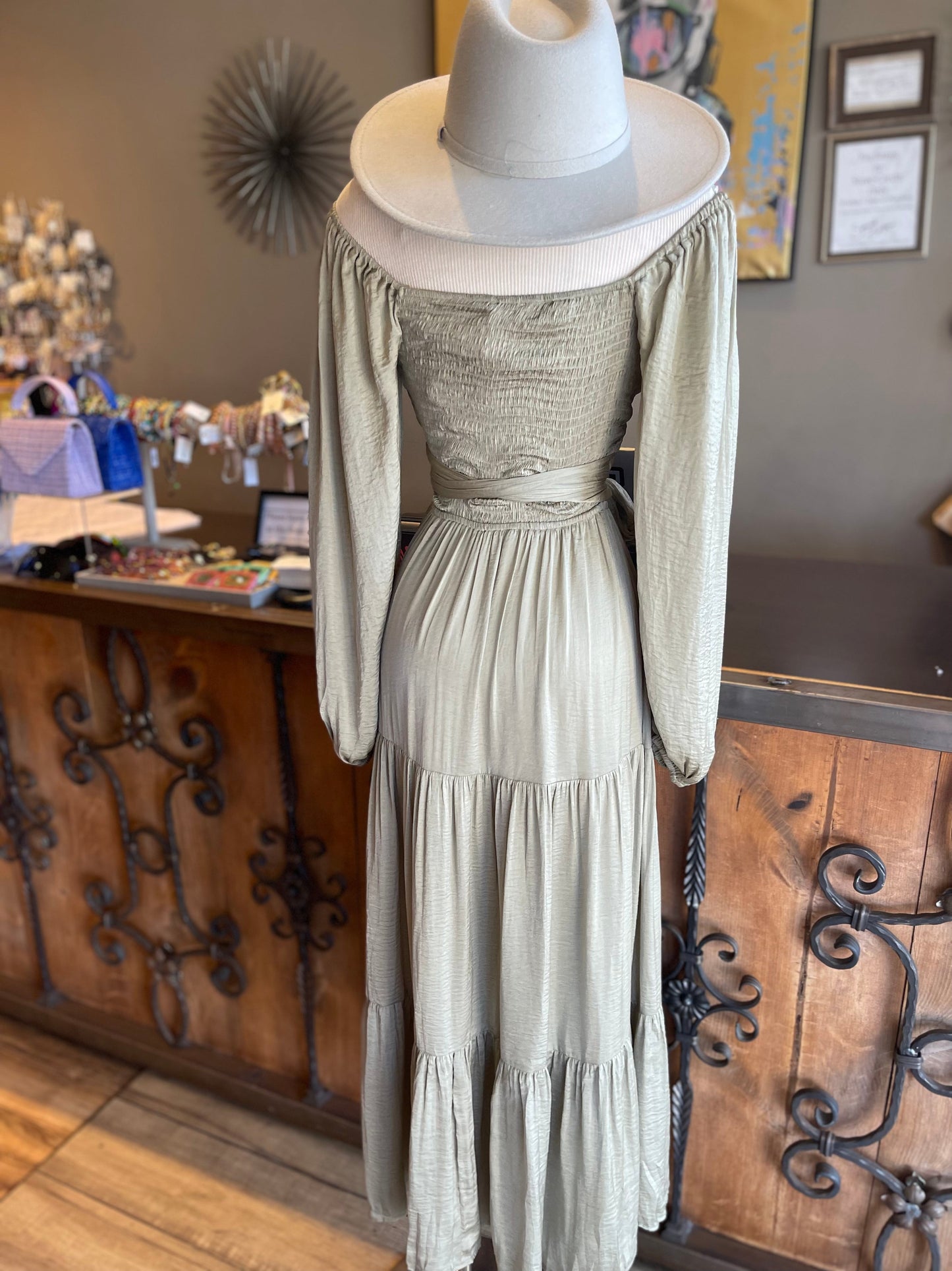 Self Tie Maxi Ruffle Dress