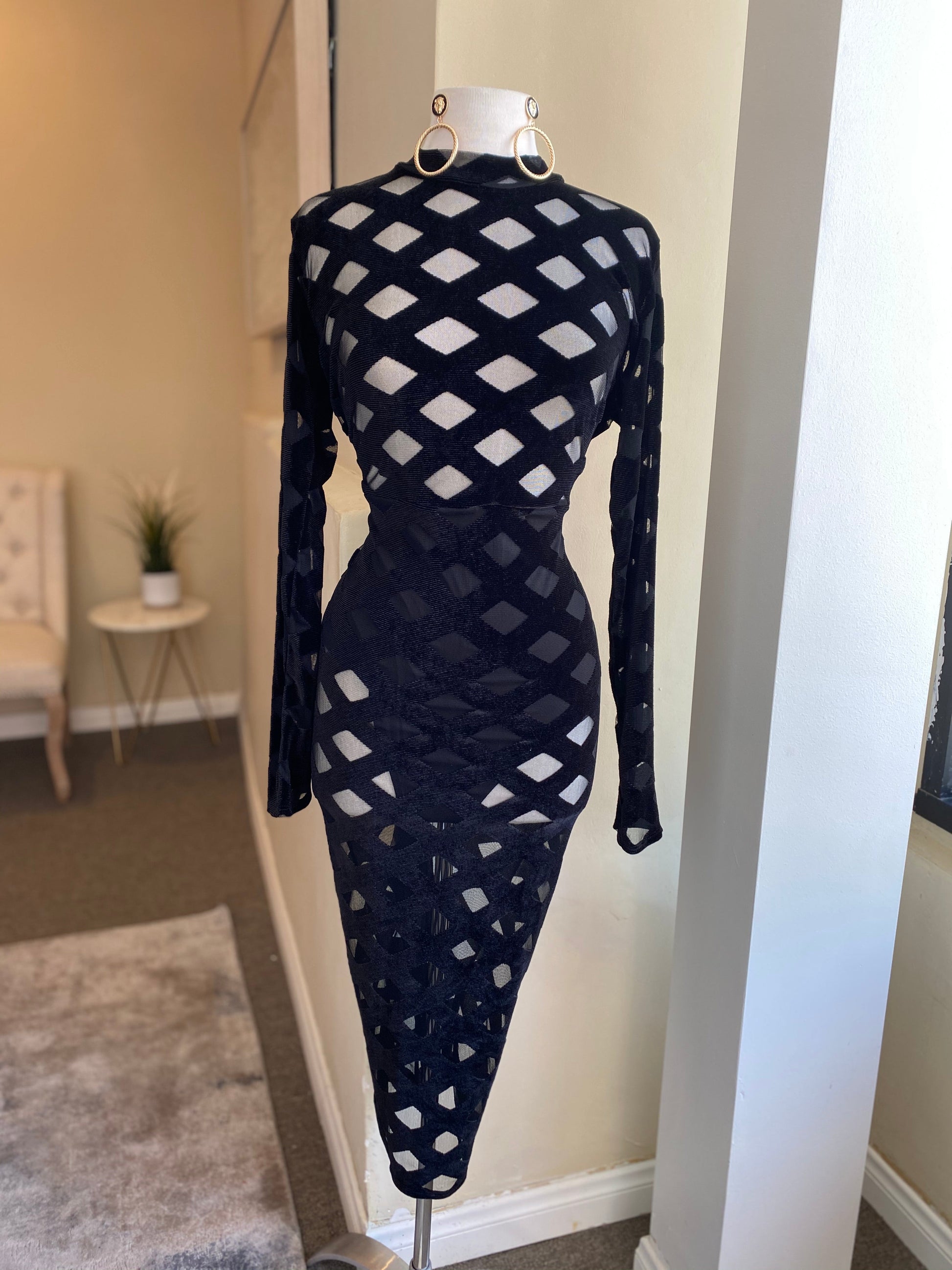 burn out mesh dress Mesh Burnout Velvet Maxi Dress